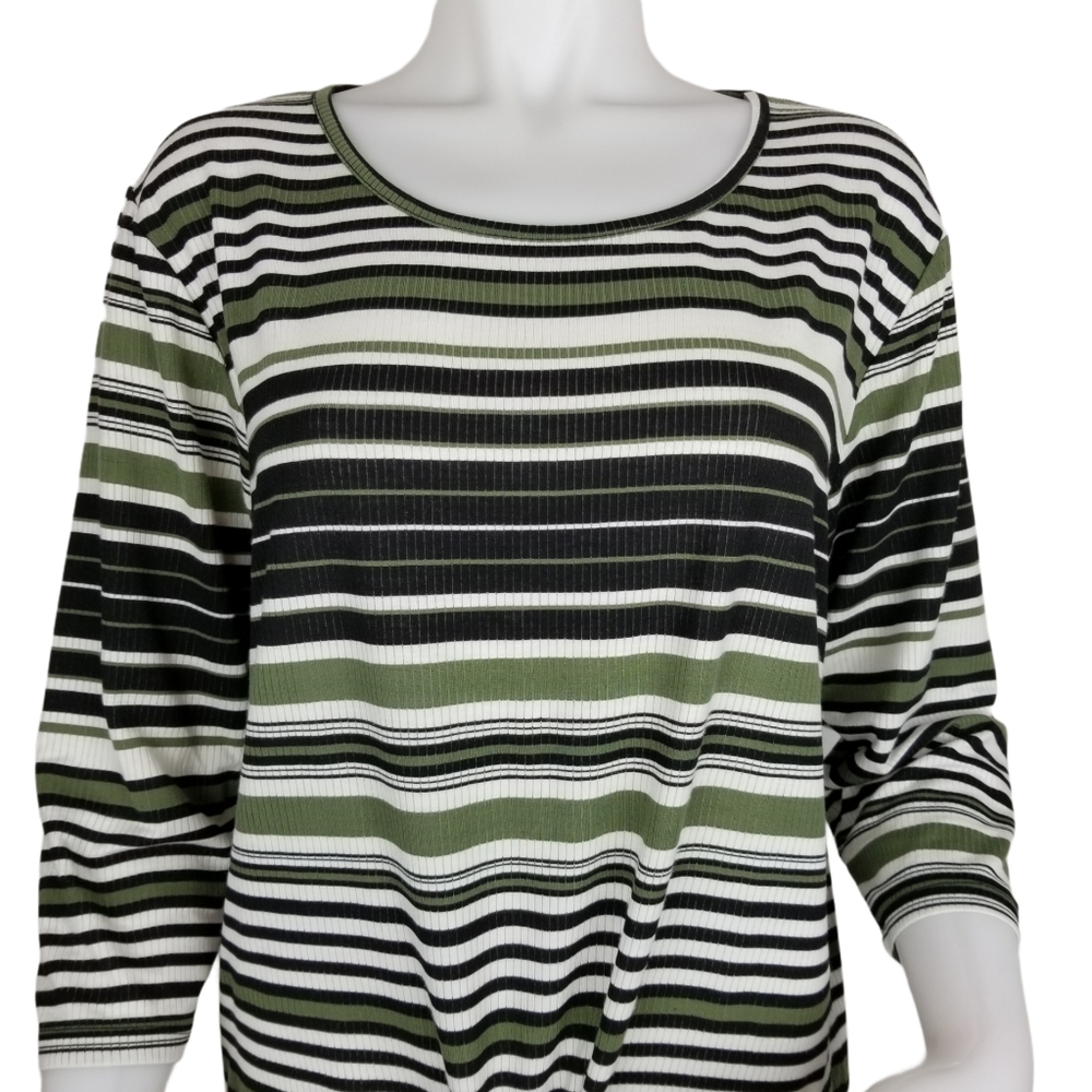 Occasion Stripped 3/4 Sleeve Tie Front Shirt